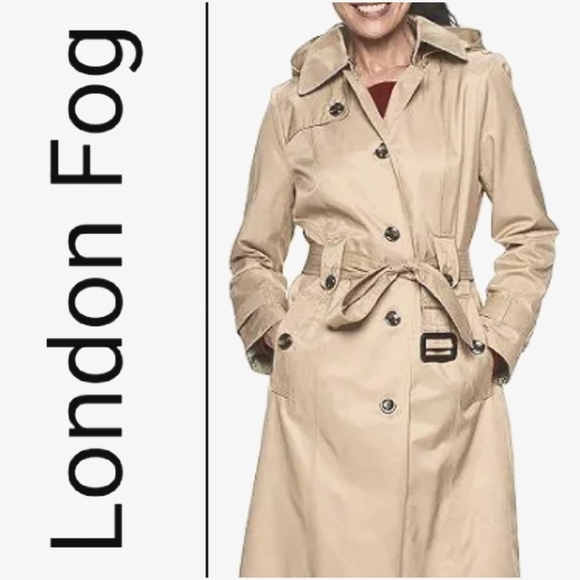 LONDON FOG Removable Hooded Midi Trench Coat Size S - Picture 2 of 8